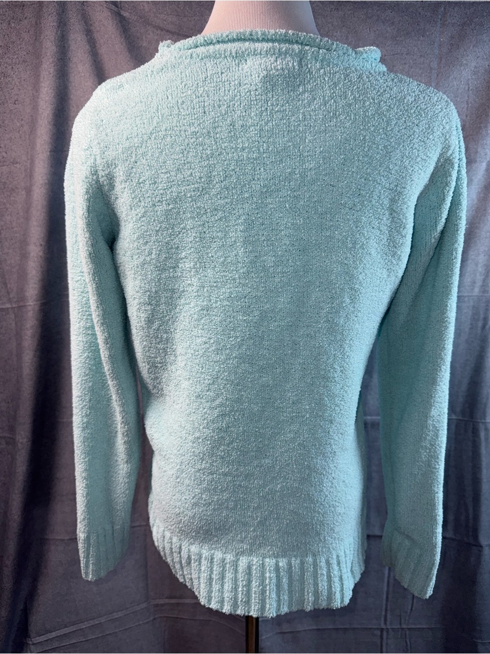 1281-Laura Scott Mint Green Textured Crew Neck Sweater - Picture 3 of 4
